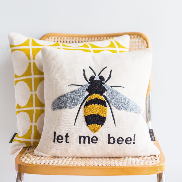 Bee pillow yellow square